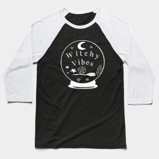 Witchy Vibes Crystal Ball (White) Baseball T-Shirt